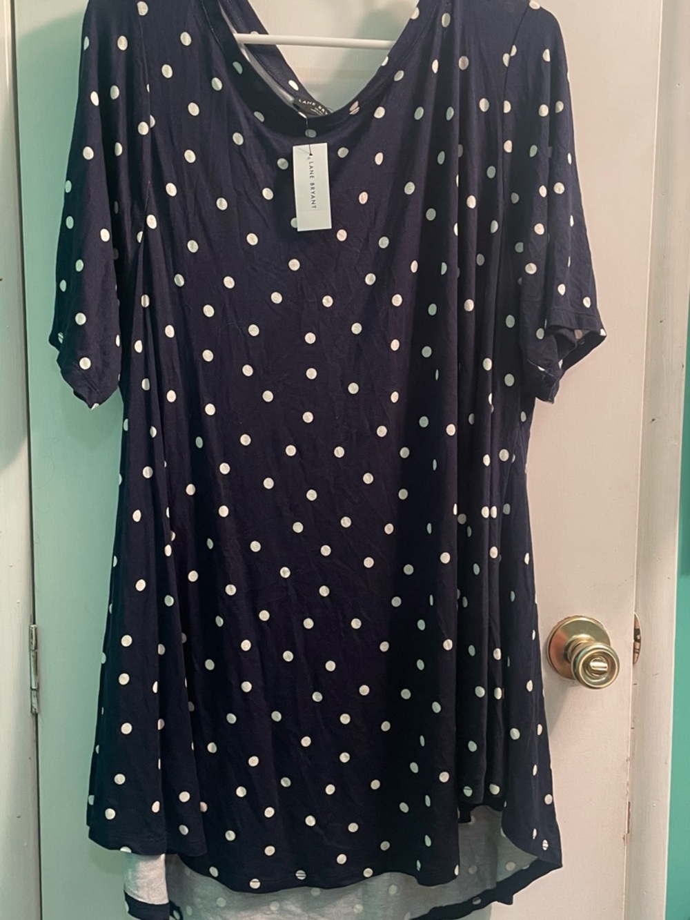 Lane Bryant Navy Polka Dot Swing Tunic with White Dots NWT 22/24